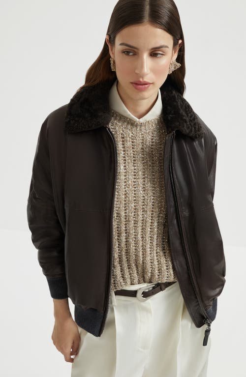 Brunello Cucinelli Leather Jacket In Brown