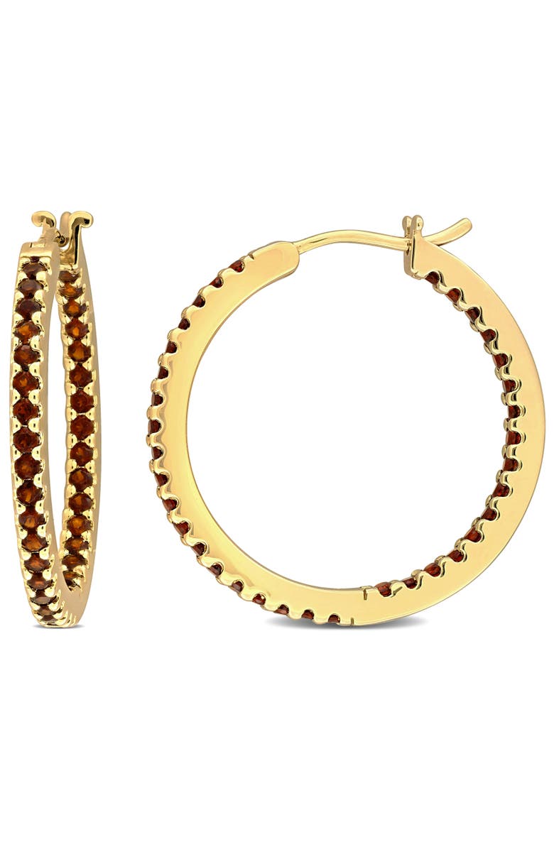 Julianna B. Garnet Hoop Earrings 14K, Main, color, 