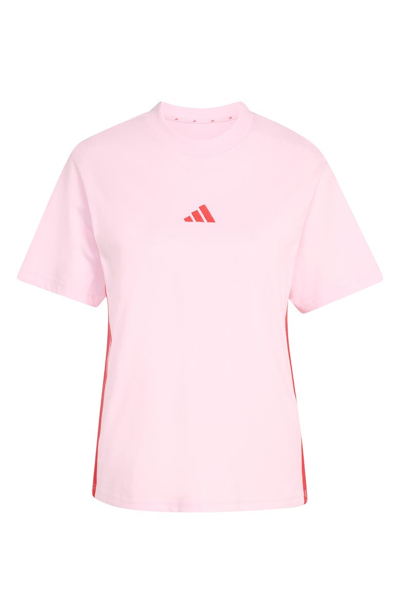 adidas 3-Stripes Cotton T-Shirt, Alternate, color, Clear Pink/ Pure Ruby