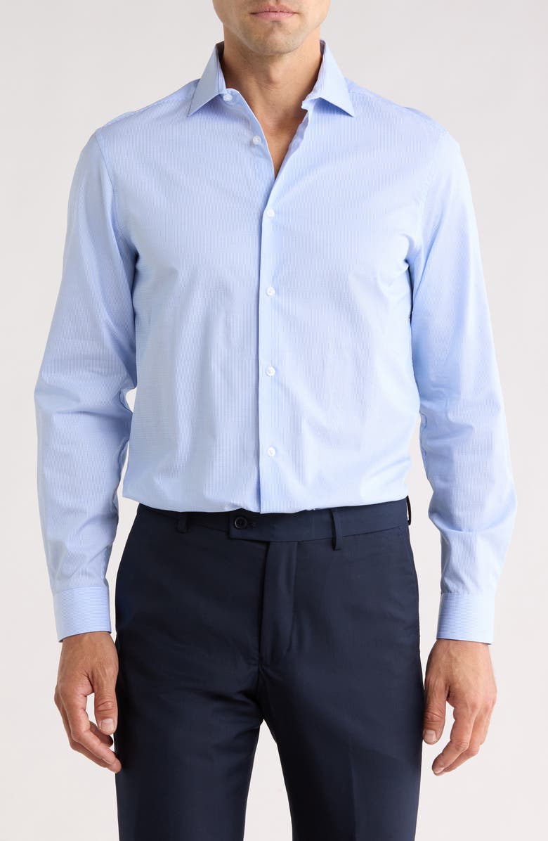 Calvin Klein Slim Fit Stripe Dress Shirt, Main, color, Classic Blue