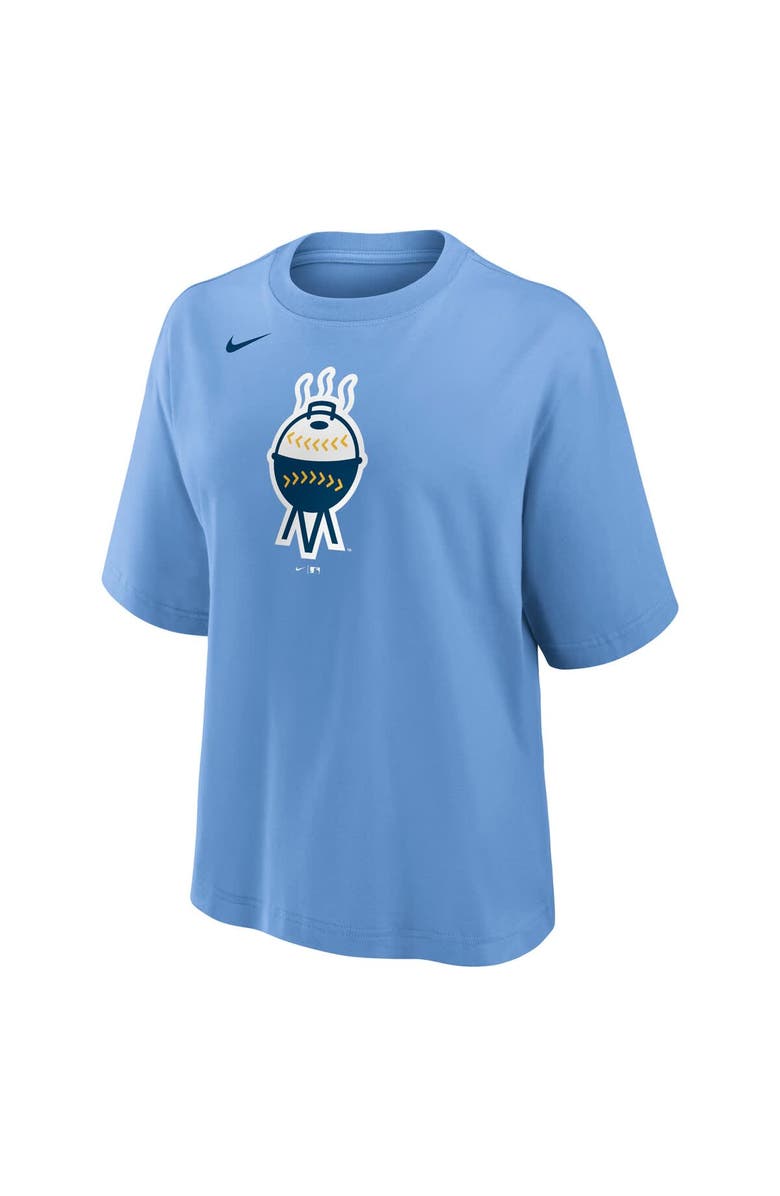 Nike Women's Nike Light Blue Milwaukee Brewers City Connect Logo Boxy T-Shirt, Alternate, color, Light Blue