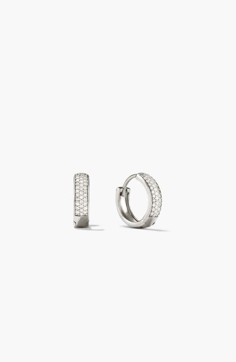 Bold Pavé Diamond Huggie Hoops
