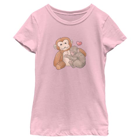 Girls Lost Gods Plush Monkey Love T Shirt