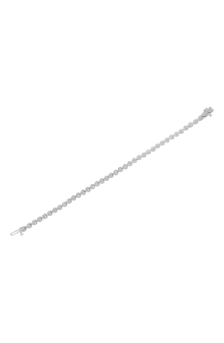 Haus of Brilliance Silver 1.0 Cttw Miracle Set Diamond Heart-Link Tennis Bracelet, Alternate, color, Silver