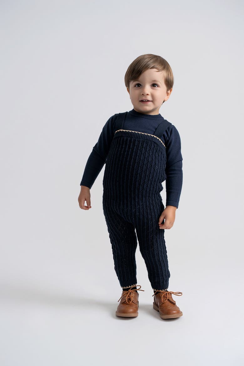Baby Boy Knit Overall 2-Piece Set - Beige, Alternate, color, Beige