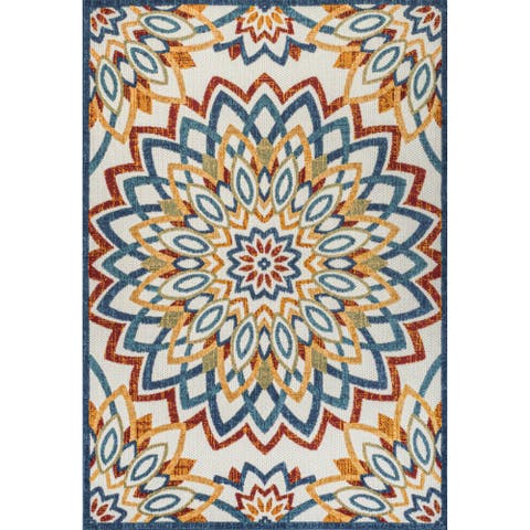 Flora Abstract Bold Mandala High-Low Indoor/Outdoor Area Rug