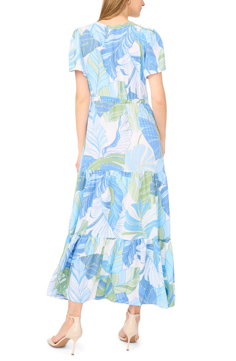 Vince Camuto Print Flutter Sleeve Tiered Maxi Dress, Alternate, color, Mint