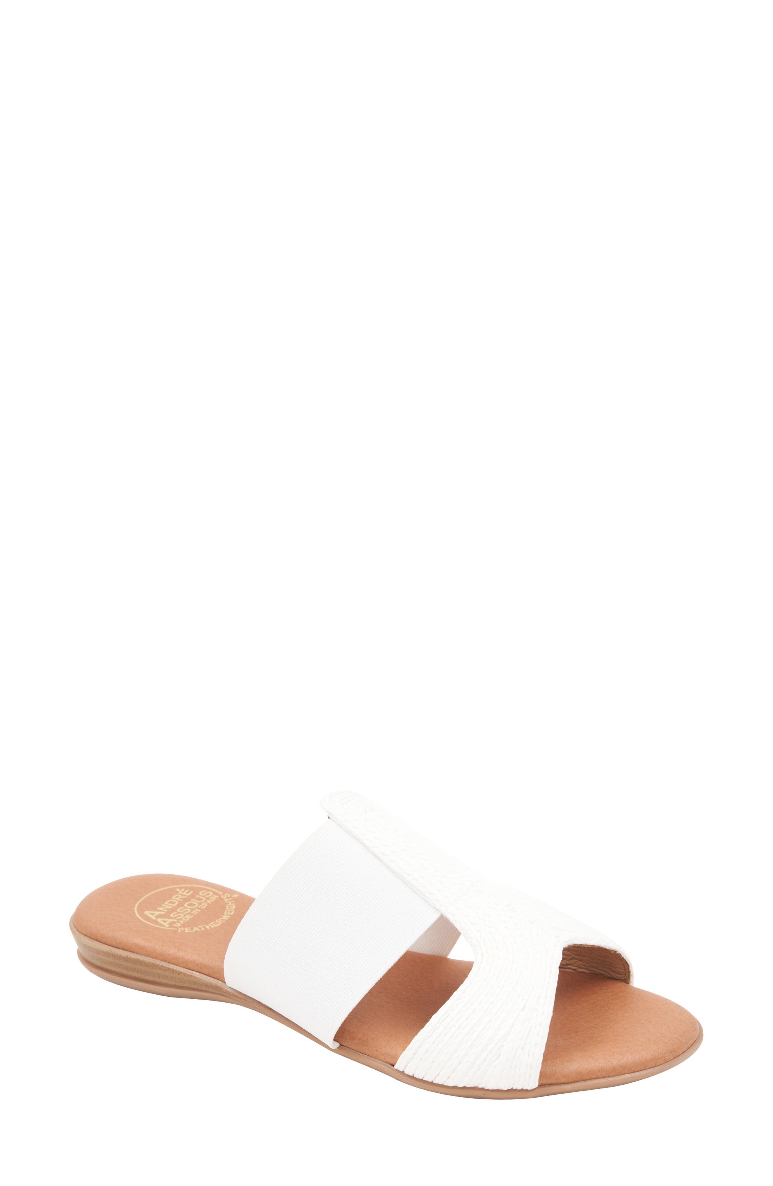 André Assous Noor Raffia Slide Sandal, Main, color, White