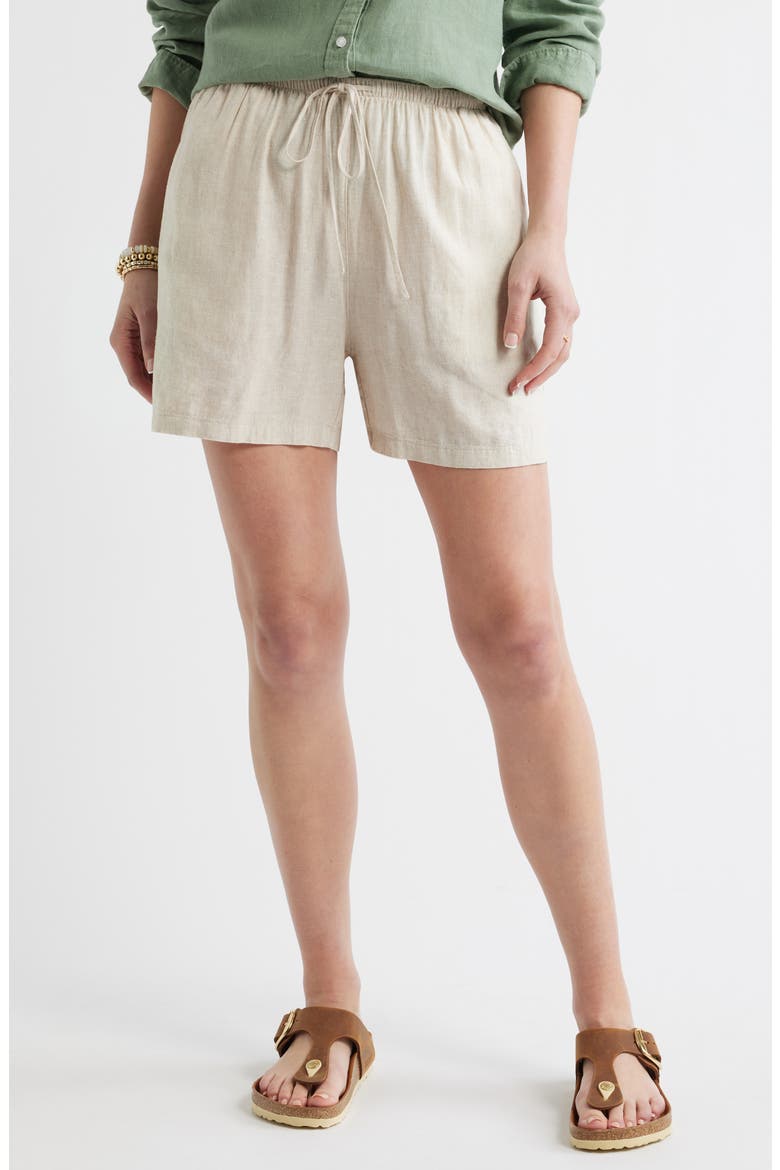 Easy Linen Blend Shorts, Main, color, FLAX