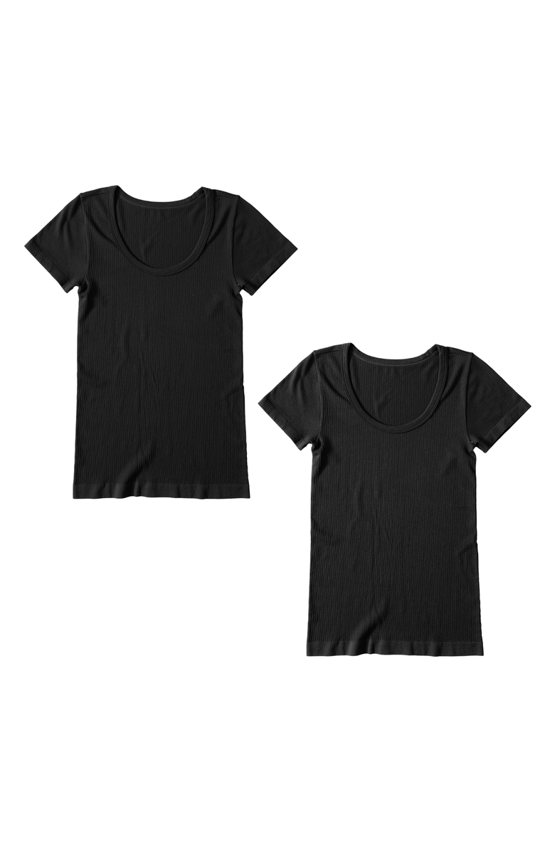 Ingrid & Isabel Seamless Maternity Rib Short Sleeve Crew Tee 2 Pack Bundle, Main, color, Black/Black