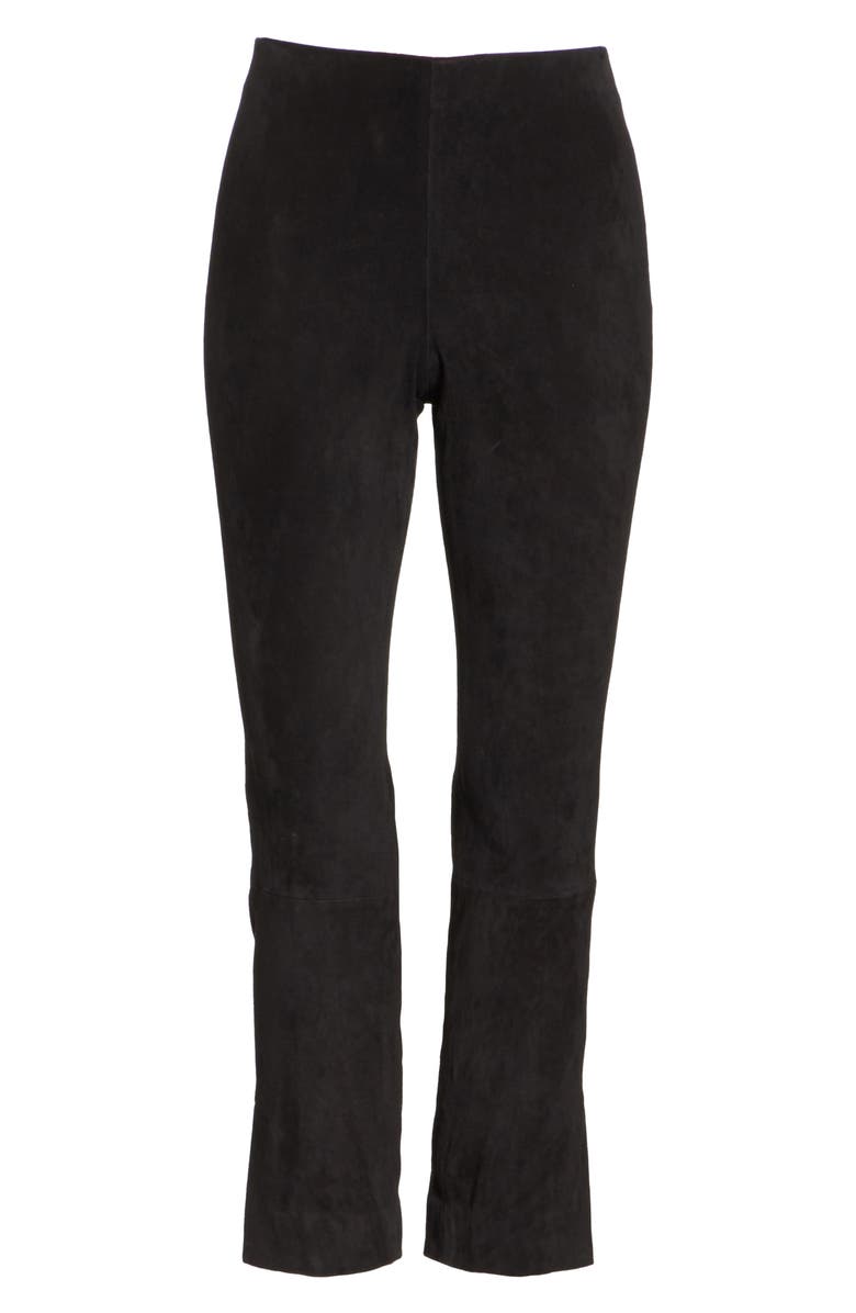 Vince Split Hem Crop Stretch Suede Pants, Alternate, color, Black