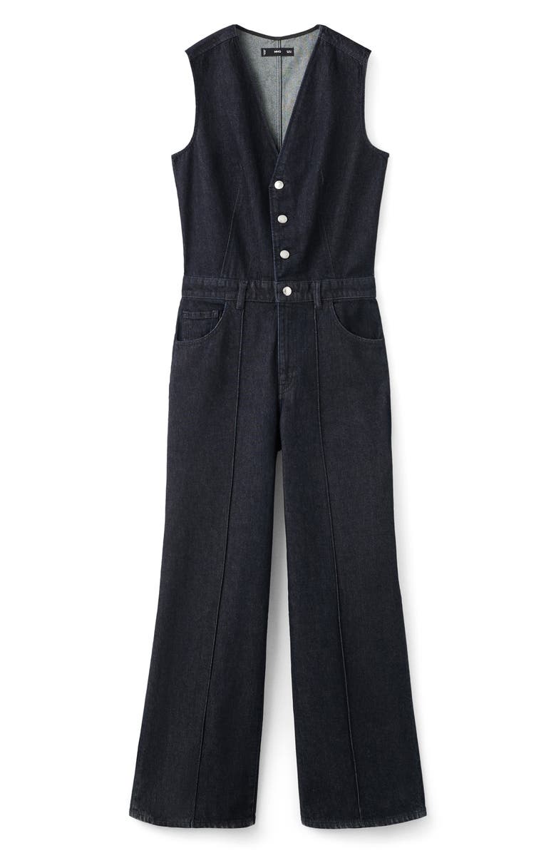 MANGO Odette Denim Jumpsuit, Main, color, Open Blue
