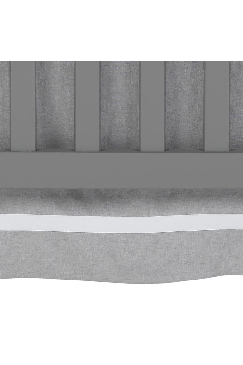 Signature Linen with White Trim 4-Sided Crib Skirt, Alternate, color, Gray