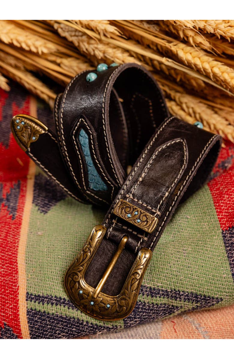 Fortela Texan Leather Belt, Main, color, Black