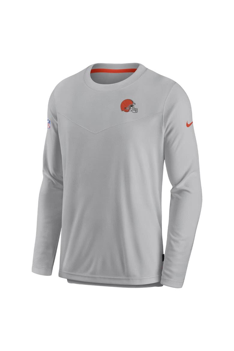 Men's Nike Gray Cleveland Browns Sideline Lockup Performance Pullover Sweatshirt, Alternate, color, Gray