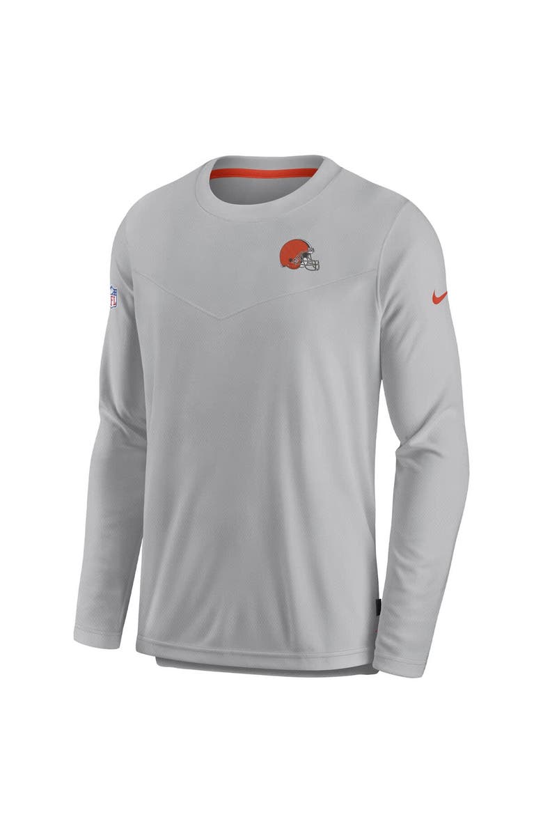 Nike Men's Nike Gray Cleveland Browns Sideline Lockup Performance Pullover Sweatshirt, Alternate, color, Gray