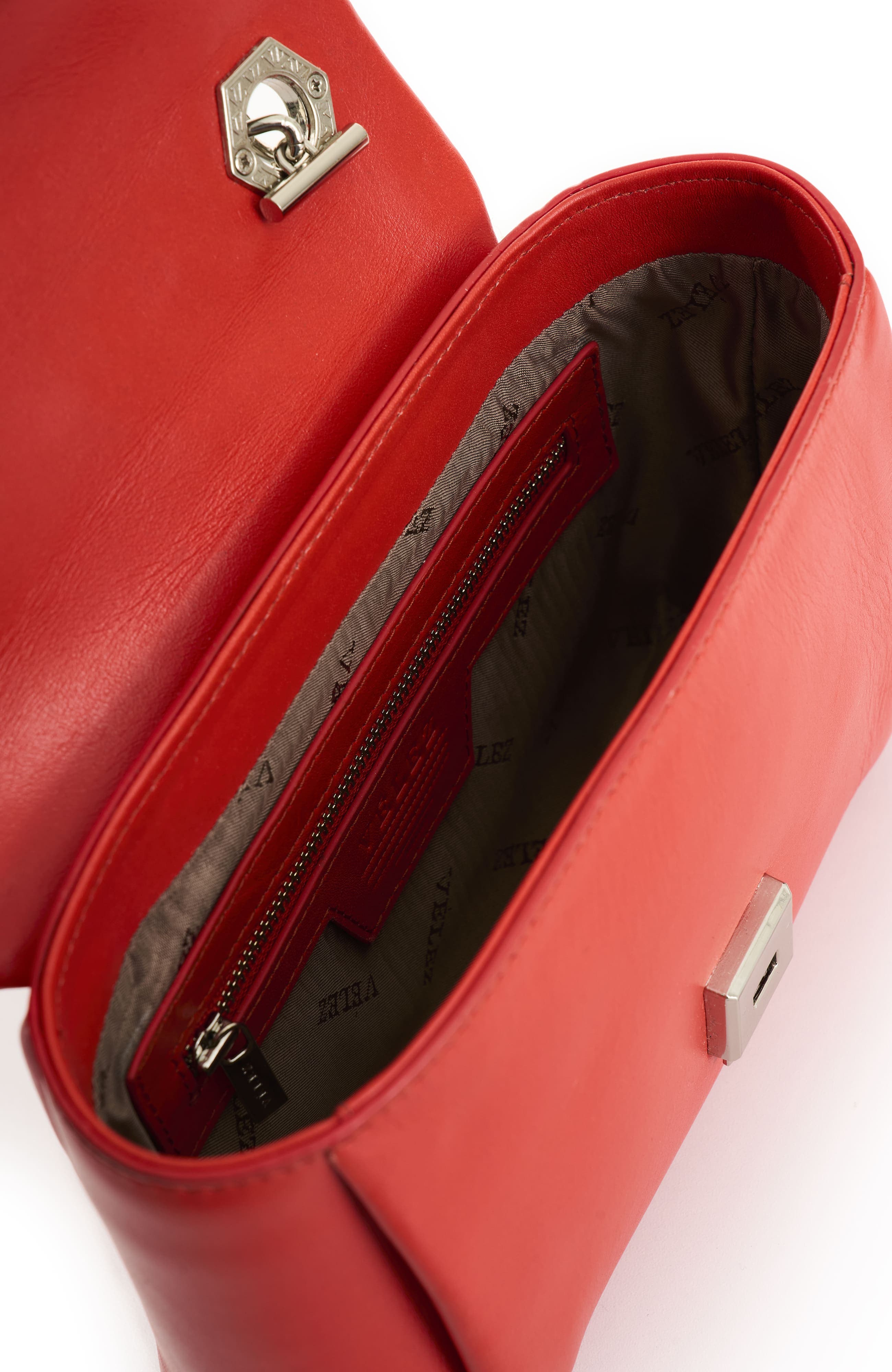 Velez Leather Crossbody Bag with Chain, Alternate, color, Red