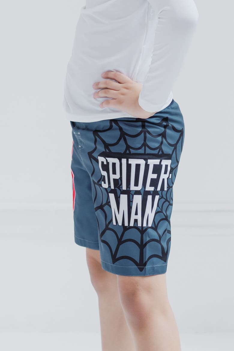 Spider-Man UPF 50+ Swim Trunks, Alternate, color, Spidey Blue Grey