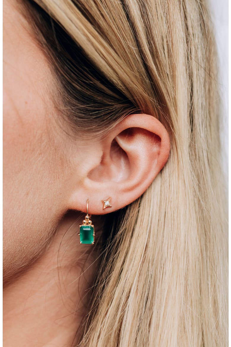 Jac + Jo Mini Gothic White Topaz Single Stud Earring, Alternate, color, YELLOW GOLD