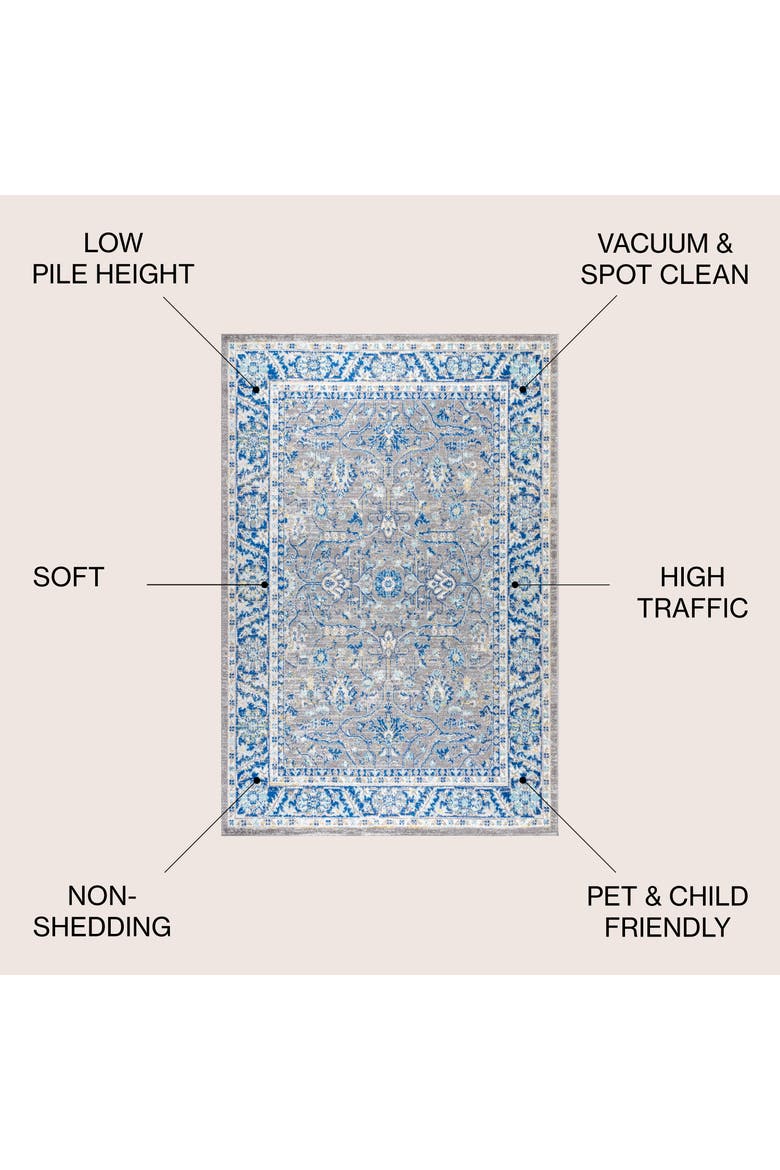 Modern Persian Boho Vintage Area Rug, Alternate, color, Gray/Navy