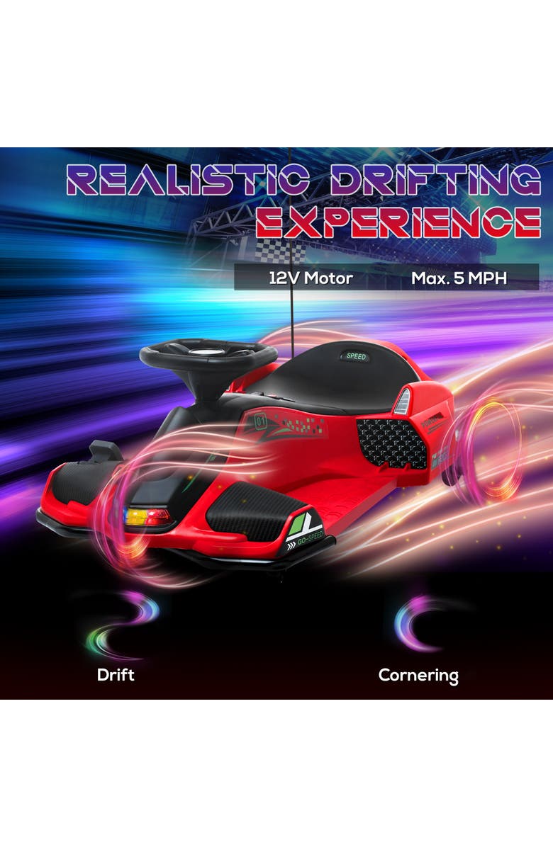 Aosom 12V Kids Electric Go Kart with Slow Start, Music, Lights, Alternate, color, Red