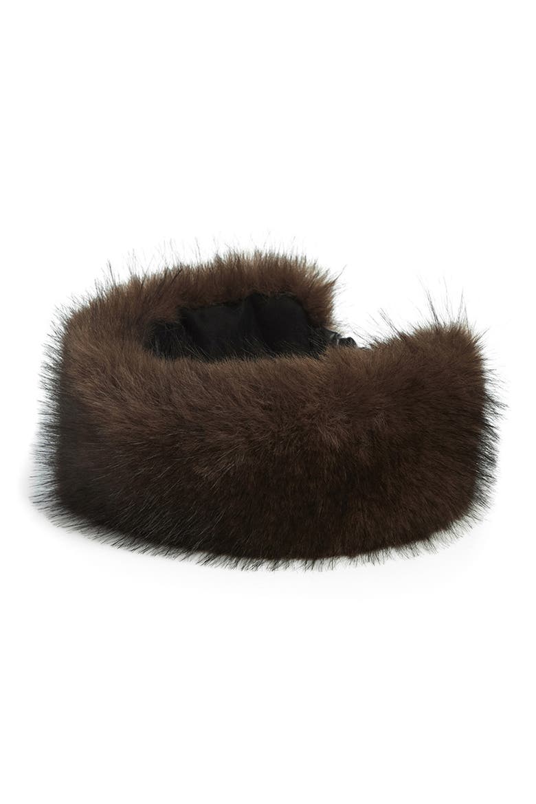 Eleni Faux Fur Headband, Main, color, FAUVE MULTI