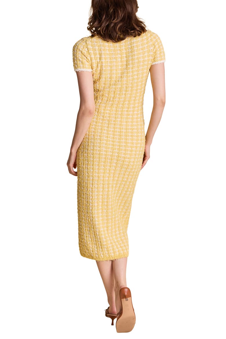 Check Knit Dress, Alternate, color, BUTTER/ WHITE