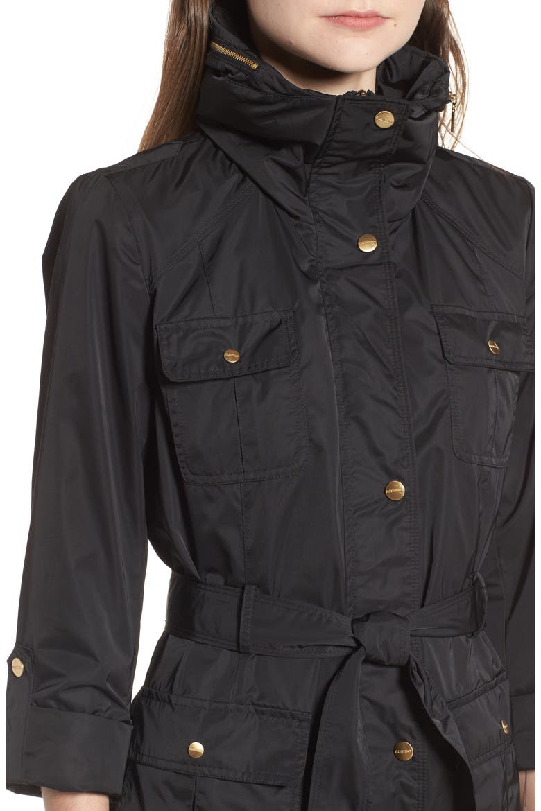 Techno Short Trench Coat, Alternate, color, BLACK