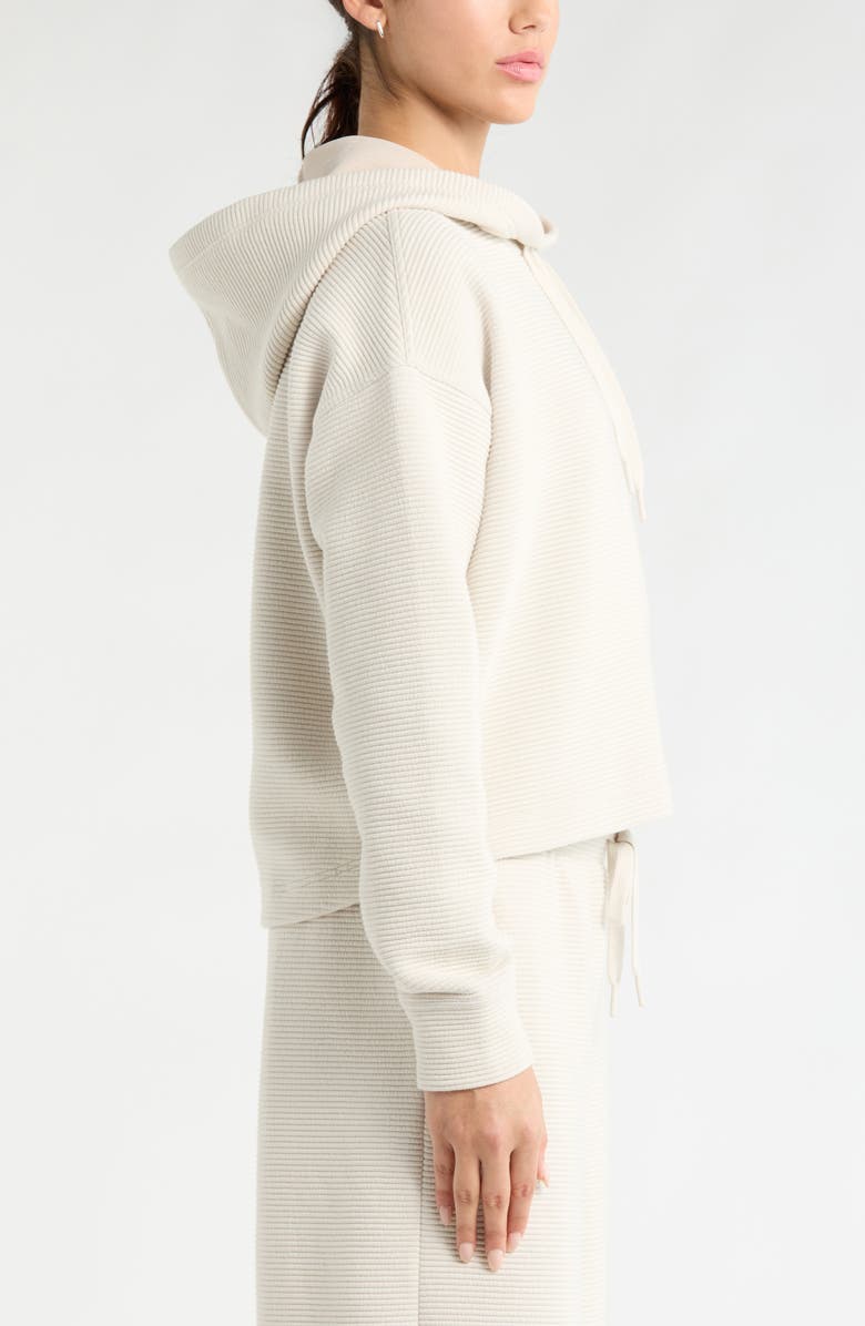 Zella Ottoman Cotton Blend Ribbed Hoodie, Alternate, color, Grey Moonbeam