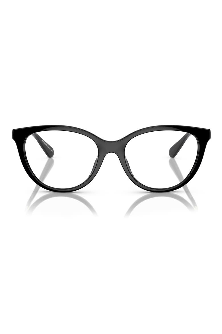 53mm Cat Eye Optical Glasses, Main, color, SHINY BLACK / CLEAR