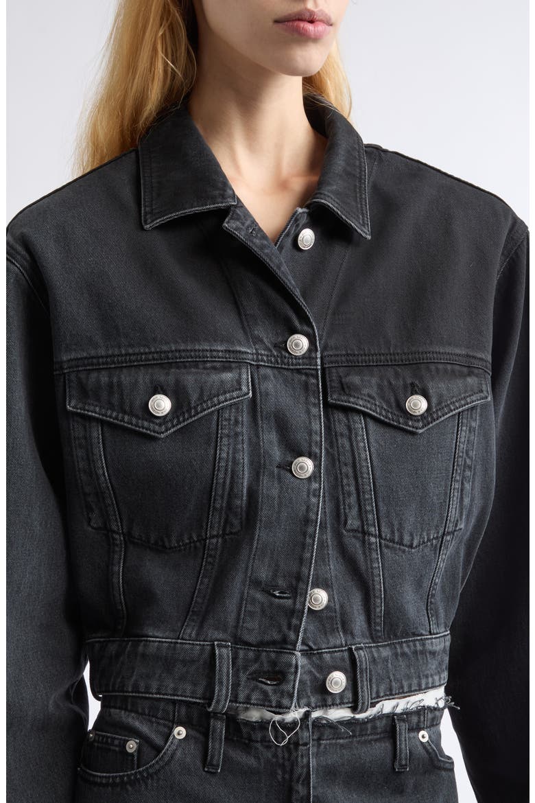 Venim Belted Denim Button-Up Shirt, Alternate, color, BLACK