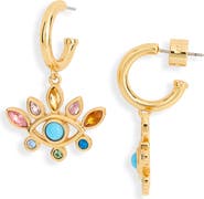 Kurt Geiger London Rainbow Crystal Evil Eye Drop Huggie Hoop Earrings