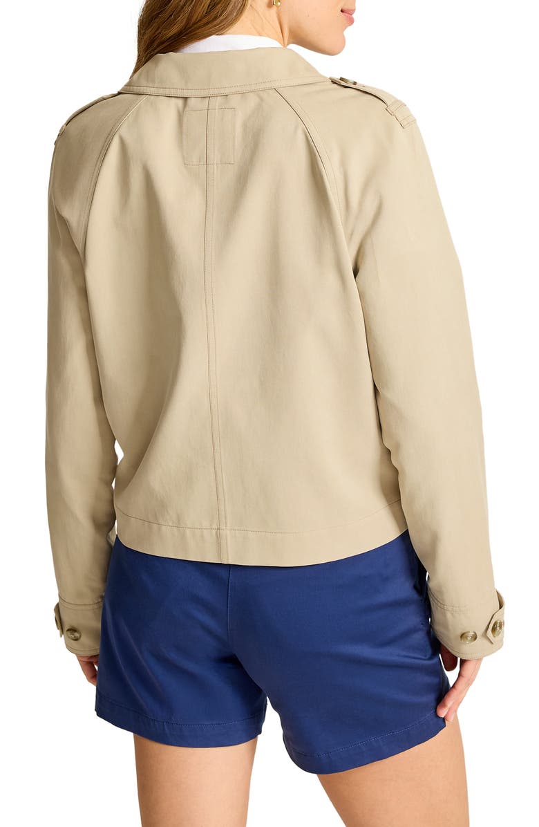 Tommy Bahama Crop Double Breasted Trench Coat, Alternate, color, Twill