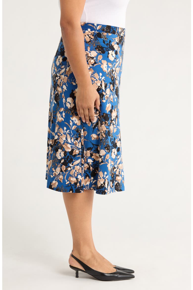 Flared Pull-On Midi Skirt, Alternate, color, BLUE NIGHT MULTI