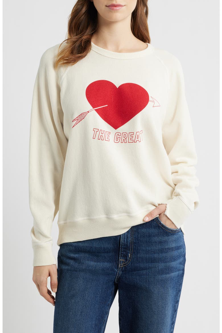 The College Heart Graphic Sweatshirt, Main, color, WASHED WHITE W/ RED