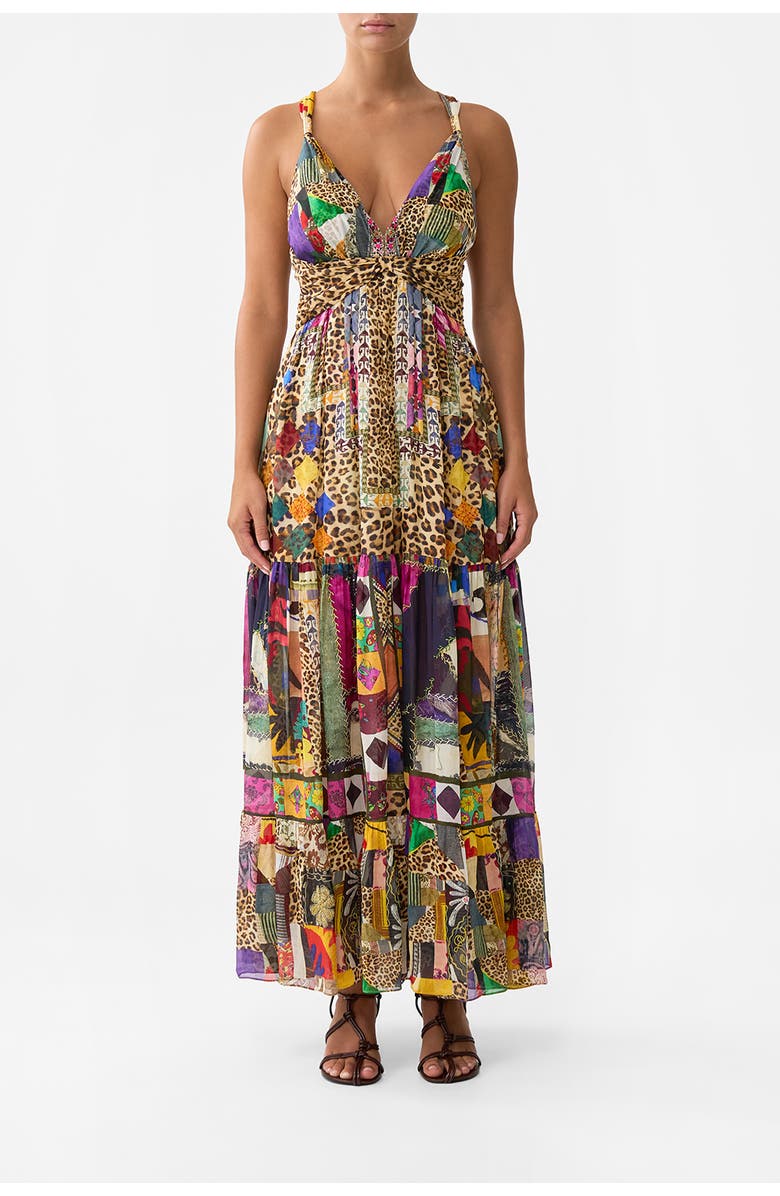 Camilla Bead Strap Gathered Panel Dress Embroidered Ever After, Main, color, Embroidered Ever After