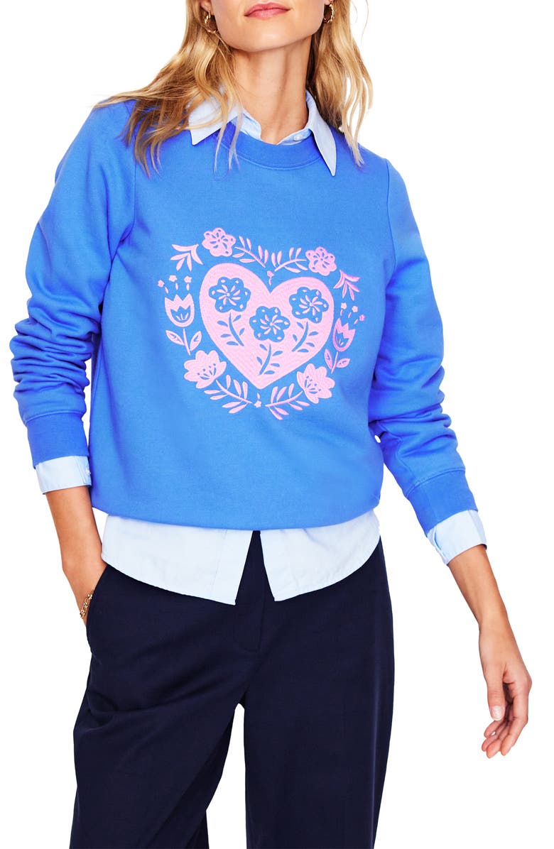 Boden Hannah Embroidered Cotton Graphic Sweatshirt, Main, color,