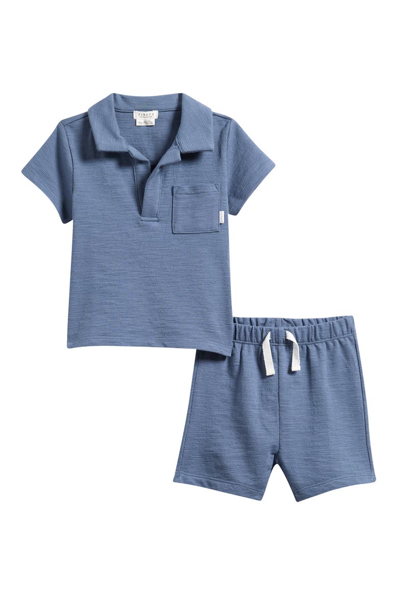 Beach Organic Cotton Polo & Shorts Set, Main, color, BLUE