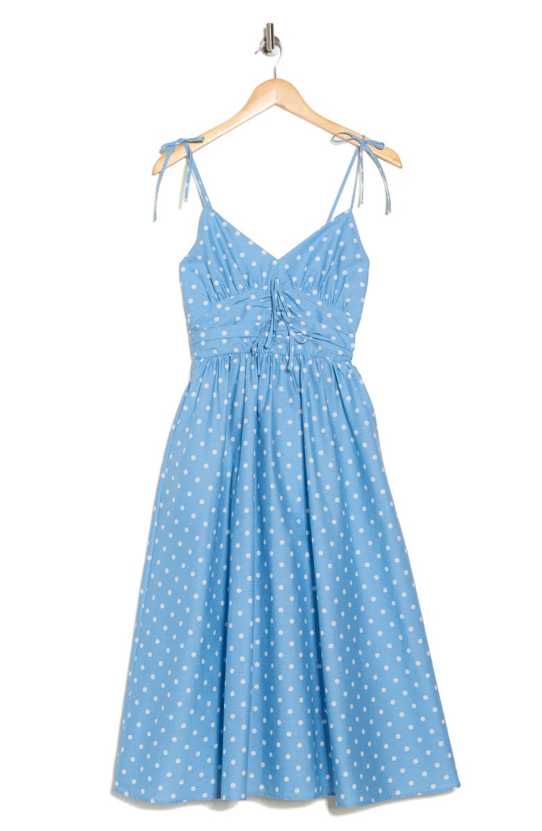 Steve Madden Tie Strap Poplin Midi Dress, Alternate, color,