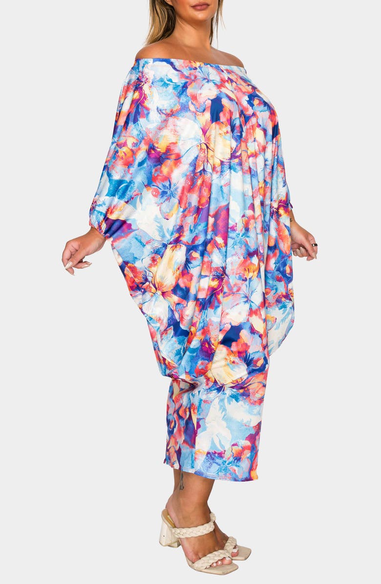 L I V D Halle Off the Shoulder Tapered Hem Midi Dress, Alternate, color, Blue Light