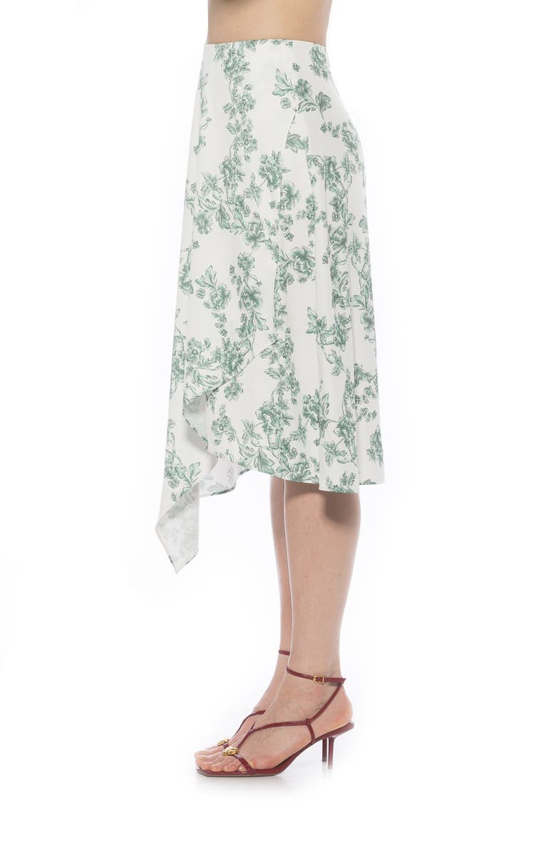 Alexia Admor Jess Asymmetric Midi Skirt, Alternate, color, Green Floral