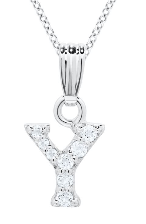 White Topaz Pavé Initial Pendant Necklace (Baby)