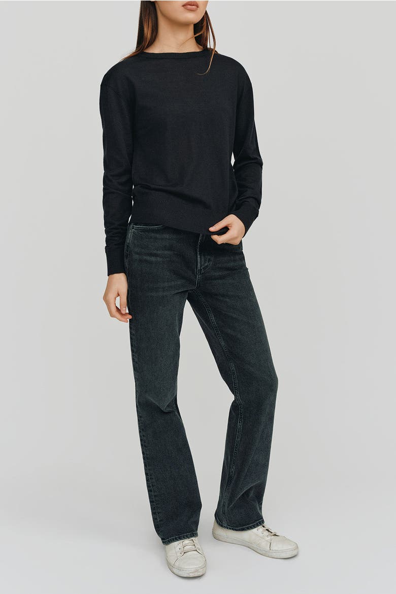 Marguerite Paper Thin Cashmere Sweater, Alternate, color, Black