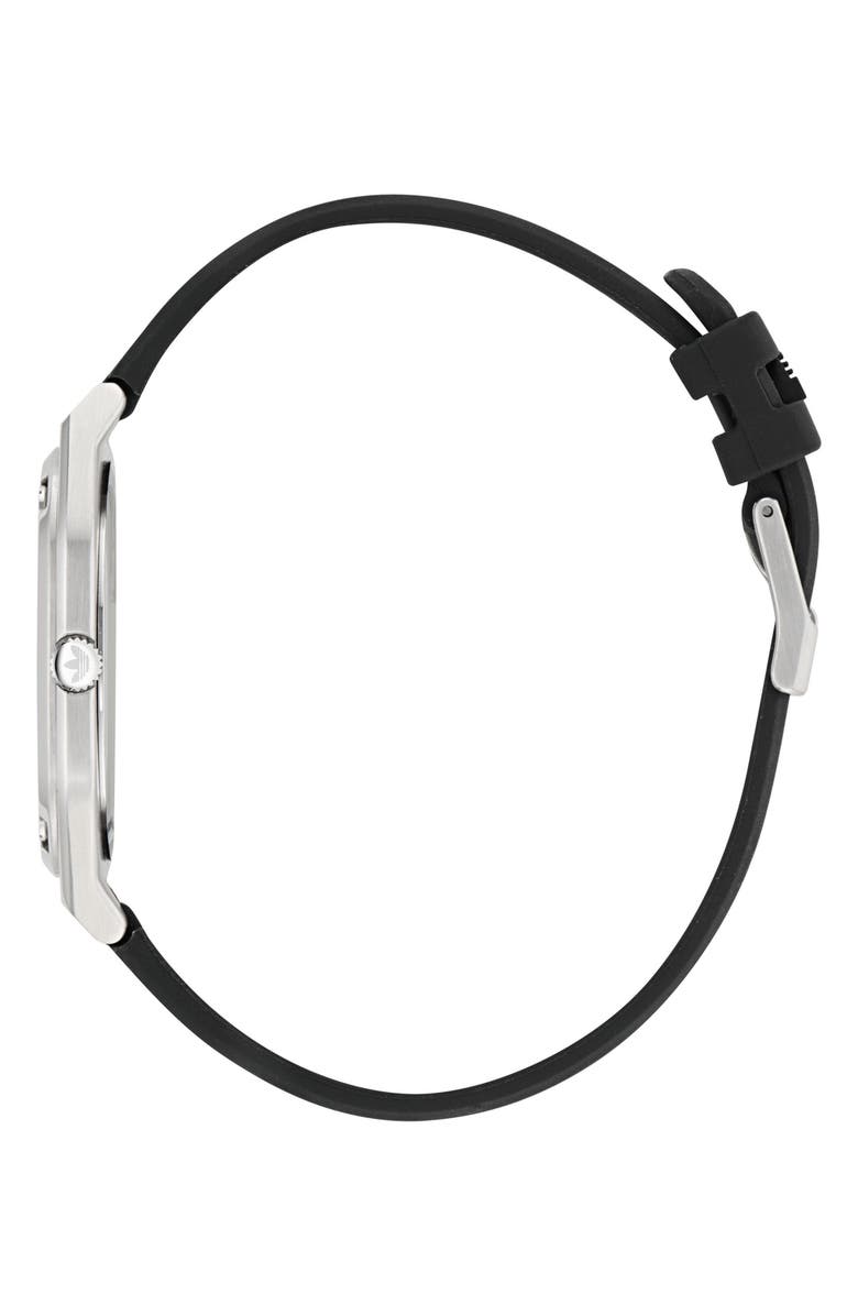 adidas City Tech Thin Silicone Strap Watch, 39mm, Alternate, color, Black