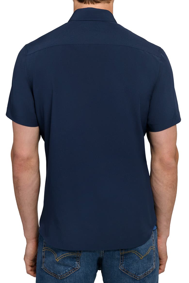 Solid Woven Short Sleeve Basic, Alternate, color, NAVY