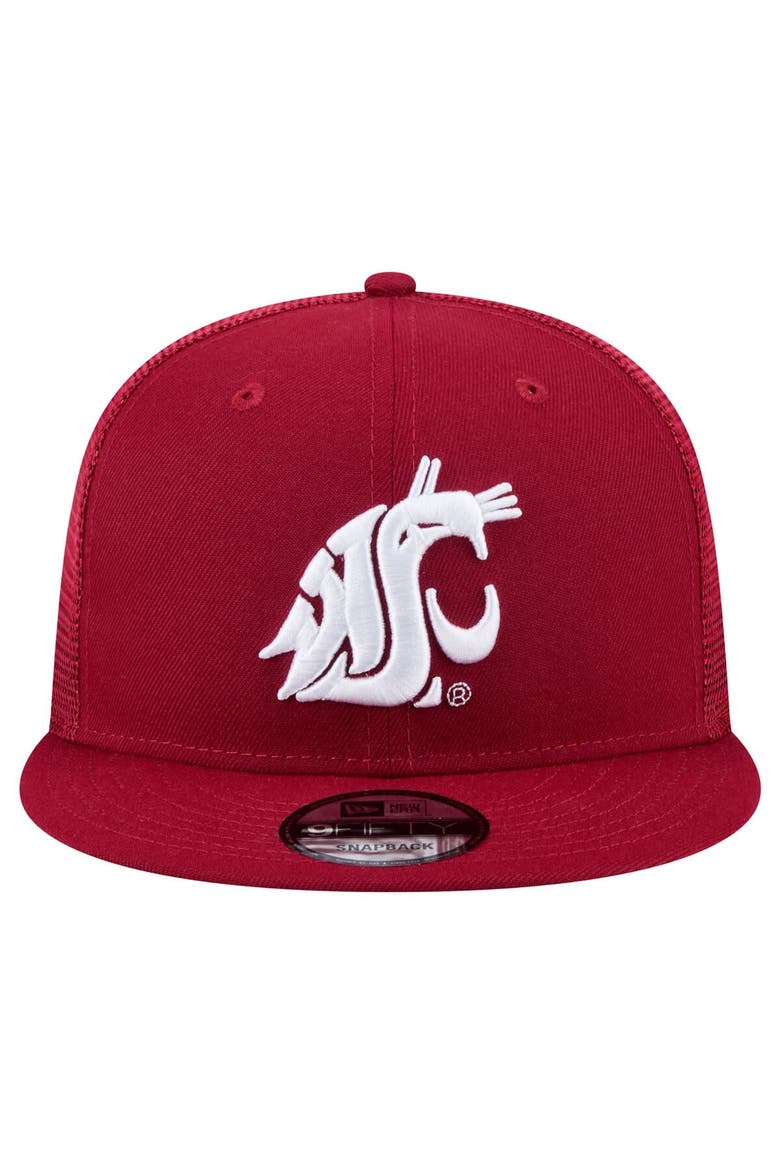 Men's New Era Crimson Washington State Cougars 9FIFTY Trucker Snapback Hat, Alternate, color, Crimson