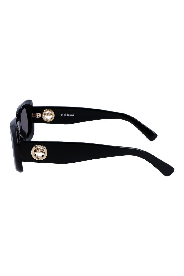 Medallion 52mm Rectangular Sunglasses, Alternate, color, BLACK