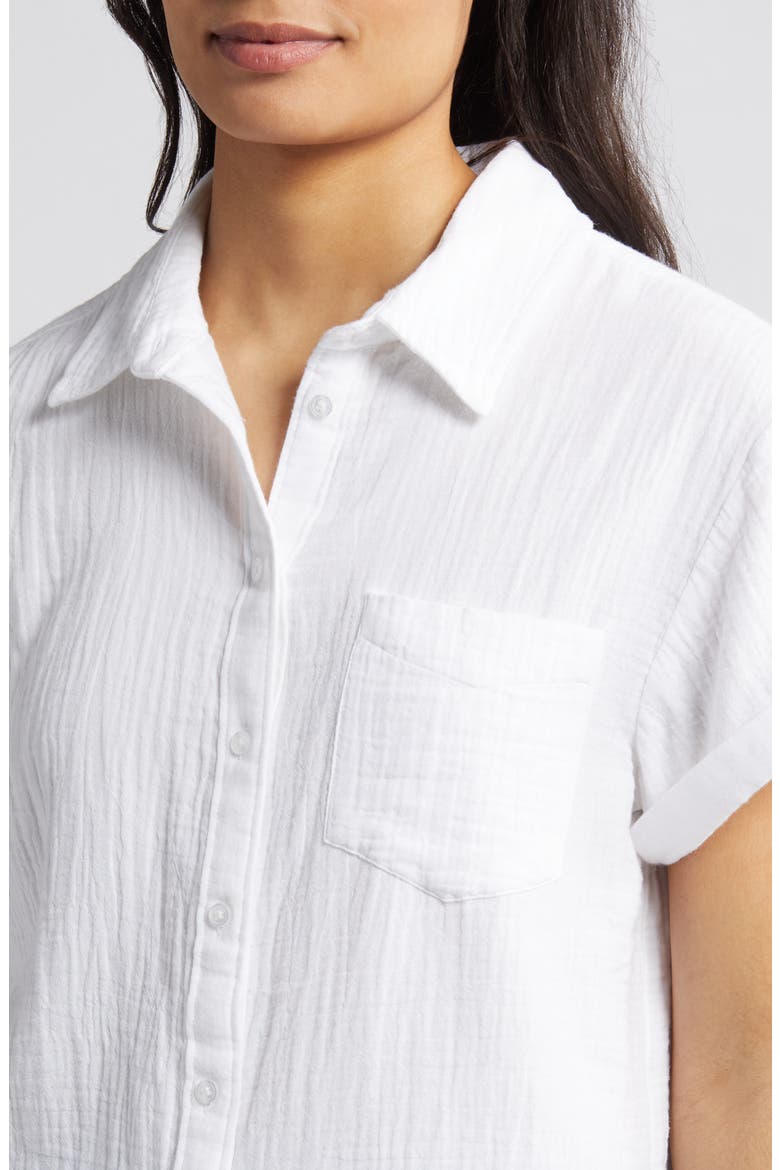 Cotton Gauze Camp Shirt, Alternate, color, WHITE
