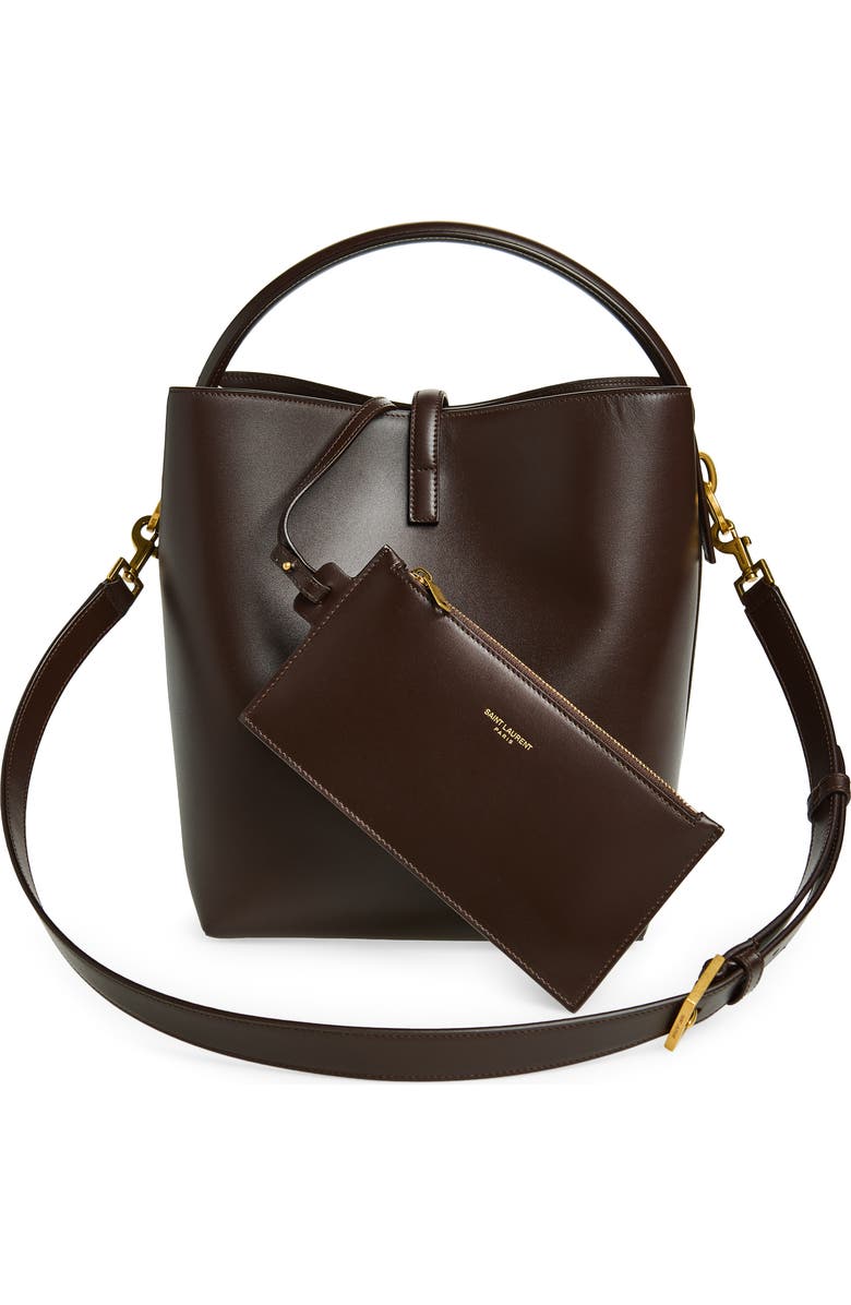 Saint Laurent Le 37 Leather Bucket Bag, Alternate, color, Arabica