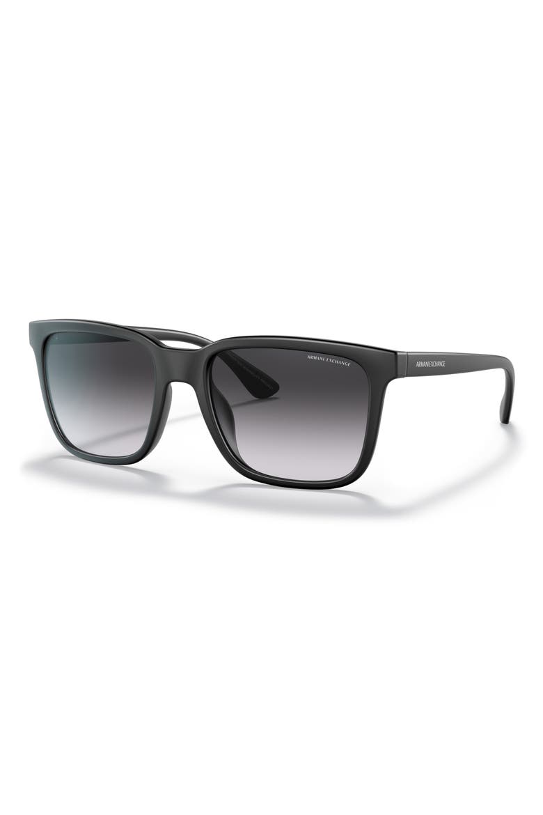 55mm Gradient Rectangular Sunglasses, Alternate, color, MATTE BLACK / GRADIENT GREY
